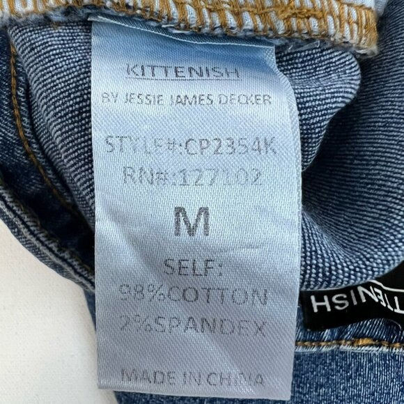 Kittenish Womens Straight Leg Jeans Ankle Slit Blue Stretch Denim Medium - Picture 9 of 9